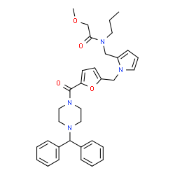 ChemSpider 2D Image | N-({1-[(5-{[4-(Diphenylmethyl)-1-piperazinyl]carbonyl}-2-furyl)methyl]-1H-pyrrol-2-yl}methyl)-2-methoxy-N-propylacetamide | C34H40N4O4