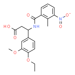 ChemSpider 2D Image | 3-(4-Ethoxy-3-methoxyphenyl)-3-[(2-methyl-3-nitrobenzoyl)amino]propanoic acid | C20H22N2O7