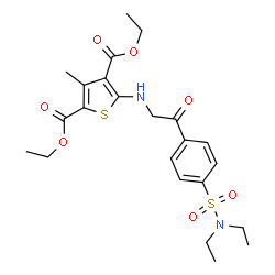 ChemSpider 2D Image | Diethyl 5-({2-[4-(diethylsulfamoyl)phenyl]-2-oxoethyl}amino)-3-methyl-2,4-thiophenedicarboxylate | C23H30N2O7S2