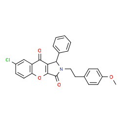 ChemSpider 2D Image | 7-Chloro-2-[2-(4-methoxyphenyl)ethyl]-1-phenyl-1,2-dihydrochromeno[2,3-c]pyrrole-3,9-dione | C26H20ClNO4