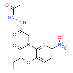 ChemSpider 2D Image | N'-Acetyl-2-(2-ethyl-6-nitro-3-oxo-2,3-dihydro-4H-pyrido[3,2-b][1,4]oxazin-4-yl)acetohydrazide | C13H15N5O6