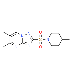 ChemSpider 2D Image | 5,6,7-Trimethyl-2-[(4-methyl-1-piperidinyl)sulfonyl][1,2,4]triazolo[1,5-a]pyrimidine | C14H21N5O2S