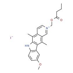 ChemSpider 2D Image | 2-[(Butyryloxy)methyl]-9-methoxy-5,11-dimethyl-6H-pyrido[4,3-b]carbazol-2-ium iodide | C23H25IN2O3