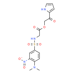 ChemSpider 2D Image | 2-Oxo-2-(1H-pyrrol-2-yl)ethyl N-{[4-(dimethylamino)-3-nitrophenyl]sulfonyl}glycinate | C16H18N4O7S