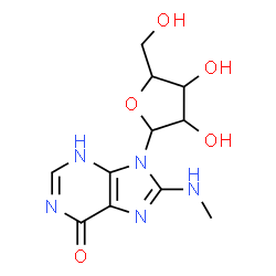 ChemSpider 2D Image | 8-(Methylamino)-9-pentofuranosyl-3,9-dihydro-6H-purin-6-one | C11H15N5O5