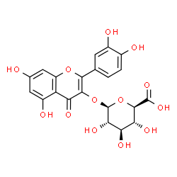 ChemSpider 2D Image | 2-(3,4-Dihydroxyphenyl)-5,7-dihydroxy-4-oxo-4H-chromen-3-yl beta-L-glucopyranosiduronic acid | C21H18O13