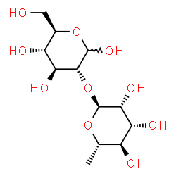 ChemSpider 2D Image | 2-O-(6-Deoxy-alpha-L-mannopyranosyl)-D-glucopyranose | C12H22O10