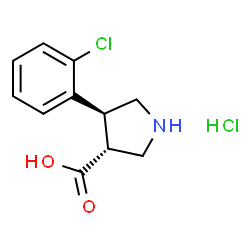 ChemSpider 2D Image | trans-4-(2-Chlorophenyl)pyrrolidine-3-carboxylic acid hydrochloride | C11H13Cl2NO2