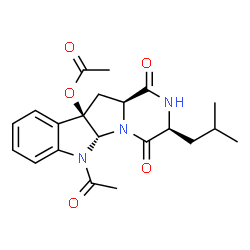ChemSpider 2D Image | (3S,5aR,10bR,11aS)-6-Acetyl-3-isobutyl-1,4-dioxo-1,2,3,4,5a,6,11,11a-octahydro-10bH-pyrazino[1',2':1,5]pyrrolo[2,3-b]indol-10b-yl acetate | C21H25N3O5