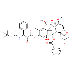 ChemSpider 2D Image | (2alpha,5beta,7beta,10beta,13beta)-4-Acetoxy-1-hydroxy-13-{[(2R,3S)-2-hydroxy-3-({[(2-methyl-2-propanyl)oxy]carbonyl}amino)-3-phenylpropanoyl]oxy}-7,10-dimethoxy-9-oxo-5,20-epoxytax-11-en-2-yl benzoat
e | C45H57NO14