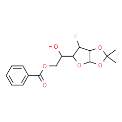 ChemSpider 2D Image | 6-O-Benzoyl-3-deoxy-3-fluoro-1,2-O-isopropylidenehexofuranose | C16H19FO6