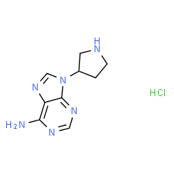 ChemSpider 2D Image | 9-(3-Pyrrolidinyl)-9H-purin-6-amine hydrochloride (1:1) | C9H13ClN6