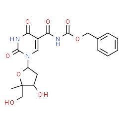 ChemSpider 2D Image | N-[(Benzyloxy)carbonyl]-1-(2-deoxy-4-methylpentofuranosyl)-2,4-dioxo-1,2,3,4-tetrahydro-5-pyrimidinecarboxamide | C19H21N3O8