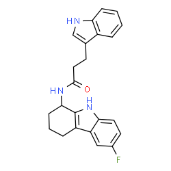 ChemSpider 2D Image | N-(6-Fluoro-2,3,4,9-tetrahydro-1H-carbazol-1-yl)-3-(1H-indol-3-yl)propanamide | C23H22FN3O