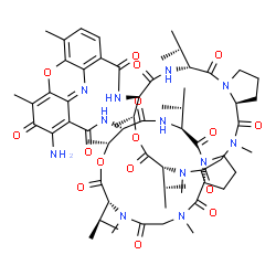 ChemSpider 2D Image | 2-Amino-N~9~-[(6R,9R,10R,13R,18aS)-6,13-diisopropyl-2,5,9-trimethyl-1,4,7,11,14-pentaoxohexadecahydro-1H-pyrrolo[2,1-i][1,4,7,10,13]oxatetraazacyclohexadecin-10-yl]-N~1~-[(6R,9R,10S,13S,18aR)-6,13-dii
sopropyl-2,5,9-trimethyl-1,4,7,11,14-pentaoxohexadecahydro-1H-pyrrolo[2,1-i][1,4,7,10,13]oxatetraazacyclohexadecin-10-yl]-4,6-dimethyl-3-oxo-3H-phenoxazine-1,9-dicarboxamide | C62H86N12O16