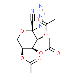 ChemSpider 2D Image | (2S,3R,4S,5S)-2-Azido-2-cyanotetrahydro-2H-pyran-3,4,5-triyl triacetate | C12H14N4O7