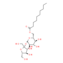 ChemSpider 2D Image | beta-L-Fructofuranosyl 6-O-decanoyl-alpha-D-glucopyranoside | C22H40O12