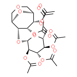 ChemSpider 2D Image | (1R,5S,6S,7R,8R)-8-[(2,3,4,6-Tetra-O-acetyl-beta-D-glucopyranosyl)oxy]-3,9-dioxabicyclo[3.3.1]nonane-6,7-diyl diacetate | C25H34O16