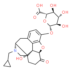 ChemSpider 2D Image | (5alpha)-17-(Cyclopropylmethyl)-14-hydroxy-6-oxo-4,5-epoxymorphinan-3-yl beta-D-glucopyranosiduronic acid | C26H31NO10