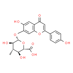 ChemSpider 2D Image | 6-Hydroxy-2-(4-hydroxyphenyl)-4-oxo-4H-chromen-7-yl 3-deoxy-3-methyl-beta-D-glucopyranosiduronic acid | C22H20O10