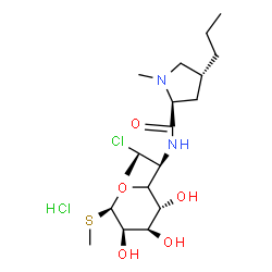 ChemSpider 2D Image | Methyl 5-[(1S,2S)-2-chloro-1-{[(4R)-1-methyl-4-propyl-L-prolyl]amino}propyl]-1-thio-beta-L-lyxopyranoside hydrochloride (1:1) | C18H34Cl2N2O5S