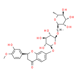 ChemSpider 2D Image | (2S)-2-(3-Hydroxy-4-methoxyphenyl)-7-{[(2R,3R,4S,5S,6S)-3,4,5-trihydroxy-6-{[(2R,3S,4S,5S,6R)-3,4,5-trihydroxy-6-methyltetrahydro-2H-pyran-2-yl]methoxy}tetrahydro-2H-pyran-2-yl]oxy}-2,3-dihydro-4H-chr
omen-4-one | C28H34O14