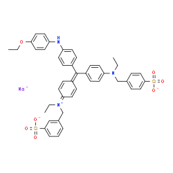 ChemSpider 2D Image | Sodium 3-({[(1Z,4Z)-4-({4-[(4-ethoxyphenyl)amino]phenyl}{4-[ethyl(4-sulfonatobenzyl)amino]phenyl}methylene)-2,5-cyclohexadien-1-ylidene](ethyl)ammonio}methyl)benzenesulfonate | C45H44N3NaO7S2