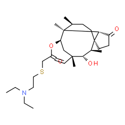 ChemSpider 2D Image | (1S,2R,3S,4S,6R,7S,8R,14S)-3-Hydroxy-2,4,7,14-tetramethyl-9-oxo-4-vinyltricyclo[5.4.3.0~1,8~]tetradec-6-yl {[2-(diethylamino)ethyl]sulfanyl}acetate | C28H47NO4S