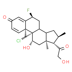 ChemSpider 2D Image | (6alpha,8xi,9beta,11beta,14xi,16alpha)-9-Chloro-6-fluoro-11,21-dihydroxy-16-methylpregna-1,4-diene-3,20-dione | C22H28ClFO4