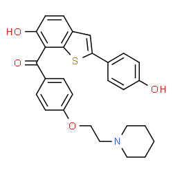 ChemSpider 2D Image | 3-DES(4-(2-PIPERIDINYL)ETHOXY)BENZOYL-7-(4-(2-PIPERIDINYL)ETHOXY)BENZOYL RALOXIFENE | C28H27NO4S