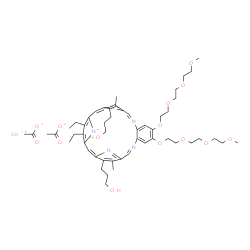 ChemSpider 2D Image | Gadolinium acetate (12Z,20Z)-4,5-diethyl-9,24-bis(3-hydroxypropyl)-16,17-bis{2-[2-(2-methoxyethoxy)ethoxy]ethoxy}-10,23-dimethyl-13,20,25,26,27-pentaazapentacyclo[20.2.1.1~3,6~.1~8,11~.0~14,19~]heptac
osa-1,3,5,7,9,11(26),12,14,16,18,20,22(25),23-tridecaen-27-ide (1:2:1) | C52H72GdN5O14