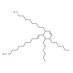 ChemSpider 2D Image | (9E)-10-[5,6-Dihexyl-2-(8-hydroxyoctyl)-3-cyclohexen-1-yl]-9-decen-1-ol | C36H68O2