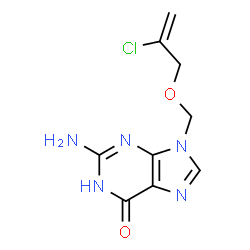ChemSpider 2D Image | 2-AMINO-9-(((2-CHLOROPROP-2-EN-1-YL)OXY)METHYL)-1,9-DIHYDRO-6H-PURIN-6-ONE | C9H10ClN5O2
