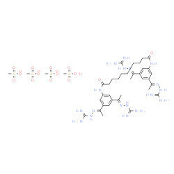 ChemSpider 2D Image | N,N'-Bis{3,5-bis[(1E)-N-carbamimidoylethanehydrazonoyl]phenyl}decanediamide methanesulfonate (1:4) | C38H68N18O14S4