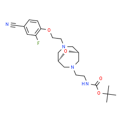 ChemSpider 2D Image | 2-Methyl-2-propanyl (2-{(1R,5S)-7-[2-(4-cyano-2-fluorophenoxy)ethyl]-9-oxa-3,7-diazabicyclo[3.3.1]non-3-yl}ethyl)carbamate | C22H31FN4O4