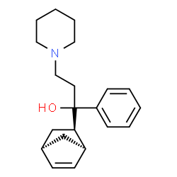 ChemSpider 2D Image | 1-[(1R,2R,4R)-Bicyclo[2.2.1]hept-5-en-2-yl]-1-phenyl-3-(1-piperidinyl)-1-propanol | C21H29NO