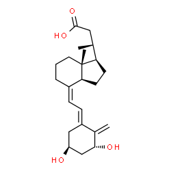 ChemSpider 2D Image | (3R)-3-[(1R,3aS,4Z,7aR)-4-{(2E)-2-[(3R,5S)-3,5-Dihydroxy-2-methylenecyclohexylidene]ethylidene}-7a-methyloctahydro-1H-inden-1-yl]butanoic acid | C23H34O4