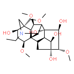ChemSpider 2D Image | (1alpha,3alpha,6alpha,14alpha,15alpha,16beta)-20-Ethyl-1,6,16-trimethoxy-4-(methoxymethyl)aconitane-3,8,13,14,15-pentol | C25H41NO9