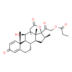 ChemSpider 2D Image | (11beta,16beta)-11-Hydroxy-16-methyl-3,20-dioxopregna-1,4-diene-17,21-diyl dipropanoate | C28H38O7