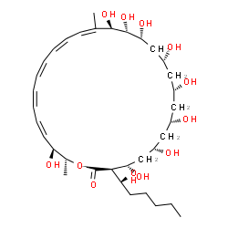 ChemSpider 2D Image | (3R,4S,6S,8S,10R,12R,14R,15R,16R,17Z,19Z,21Z,23Z,25Z,27S,28R)-4,6,8,10,12,14,15,16,27-Nonahydroxy-3-[(1R)-1-hydroxyhexyl]-17,28-dimethyloxacyclooctacosa-17,19,21,23,25-pentaen-2-one | C35H58O12