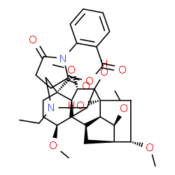 ChemSpider 2D Image | [(1alpha,6beta,14alpha,16beta,17xi)-20-Ethyl-7,8-dihydroxy-1,6,14,16-tetramethoxyaconitan-4-yl]methyl 2-(2,5-dioxo-1-pyrrolidinyl)benzoate | C36H48N2O10