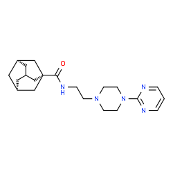 ChemSpider 2D Image | (1s,3R,5S)-N-{2-[4-(2-Pyrimidinyl)-1-piperazinyl]ethyl}-1-adamantanecarboxamide | C21H31N5O