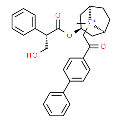 ChemSpider 2D Image | (3-endo)-8-[2-(4-Biphenylyl)-2-oxoethyl]-3-{[(2S)-3-hydroxy-2-phenylpropanoyl]oxy}-8-methyl-8-azoniabicyclo[3.2.1]octane | C31H34NO4