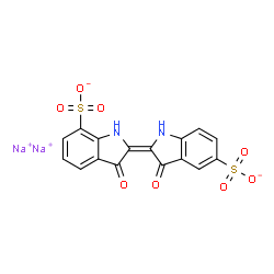 ChemSpider 2D Image | Disodium (2Z)-3-oxo-2-(3-oxo-7-sulfonato-1,3-dihydro-2H-indol-2-ylidene)-5-indolinesulfonate | C16H8N2Na2O8S2