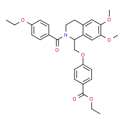 ChemSpider 2D Image | Ethyl 4-{[2-(4-ethoxybenzoyl)-6,7-dimethoxy-1,2,3,4-tetrahydro-1-isoquinolinyl]methoxy}benzoate | C30H33NO7