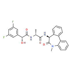 ChemSpider 2D Image | N~2~-[(2R)-2-(3,5-Difluorophenyl)-2-hydroxyacetyl]-N-[(7S)-5-methyl-6-oxo-6,7-dihydro-5H-dibenzo[b,d]azepin-7-yl]-D-alaninamide | C26H23F2N3O4