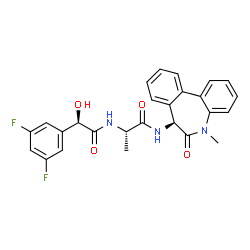 ChemSpider 2D Image | N~2~-[(2R)-2-(3,5-Difluorophenyl)-2-hydroxyacetyl]-N-[(7S)-5-methyl-6-oxo-6,7-dihydro-5H-dibenzo[b,d]azepin-7-yl]-L-alaninamide | C26H23F2N3O4