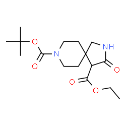 ChemSpider 2D Image | 8-tert-butyl 4-ethyl 3-oxo-2,8-diazaspiro[4.5]decane-4,8-dicarboxylate | C16H26N2O5