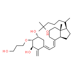 ChemSpider 2D Image | (1R,2R,3R,5E,7E,20S)-2-(3-Hydroxypropoxy)-9,10-secocholesta-5,7,10-triene-1,3,25-triol | C30H50O5