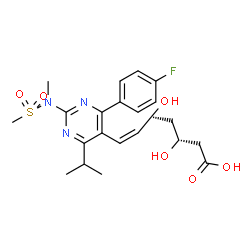 ChemSpider 2D Image | (3R,6Z)-7-{4-(4-Fluorophenyl)-6-isopropyl-2-[methyl(methylsulfonyl)amino]-5-pyrimidinyl}-3,5-dihydroxy-6-heptenoic acid | C22H28FN3O6S